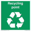 Recycling point with mobius loop recycling symbol Text: 